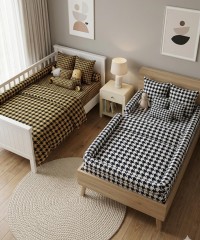 Baskılı %100 Pamuk İnterlok Kumaş |  Kazayağı Desen V-1