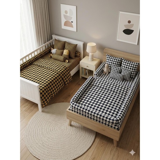 Baskılı %100 Pamuk İnterlok Kumaş |  Kazayağı Desen V-1