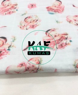 Baskılı %100 Pamuklu Müslin Battaniye | Bebekli