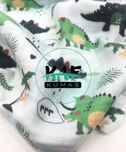 Baskılı %100 Pamuklu Müslin Battaniye | Dinazorlu