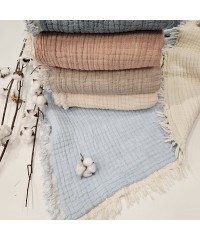 7 Katlı Çift Taraflı Bebe Mavi Dolgulu Müslin Bebek-Çocuk Battaniyesi