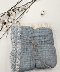 7 Katlı Çift Taraflı Denim Mavi Dolgulu Müslin Bebek-Çocuk Battaniyesi 7 Katlı Çift Taraflı Denim Mavi Dolgulu Müslin Bebek-Çocuk Battaniyesi