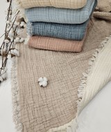 7 Katlı Çift Taraflı Kahverengi Dolgulu Müslin Bebek-Çocuk Battaniyesi