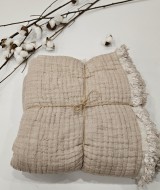 7 Katlı Çift Taraflı Kahverengi Dolgulu Müslin Bebek-Çocuk Battaniyesi