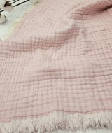 7 Katlı Çift Taraflı Pembe Dolgulu Müslin Bebek-Çocuk Battaniyesi