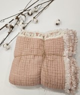 7 Katlı Çift Taraflı Gül Kurusu Dolgulu Müslin Bebek-Çocuk Battaniyesi