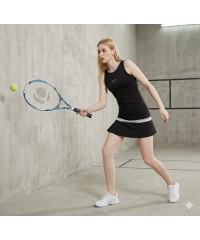 Kadın Gri Biyeli Siyah Şortlu Tenis Elbisesi