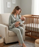 Baskılı %100 Pamuk İnterlok Kumaş | Penye Mint Zambak Yaprağı