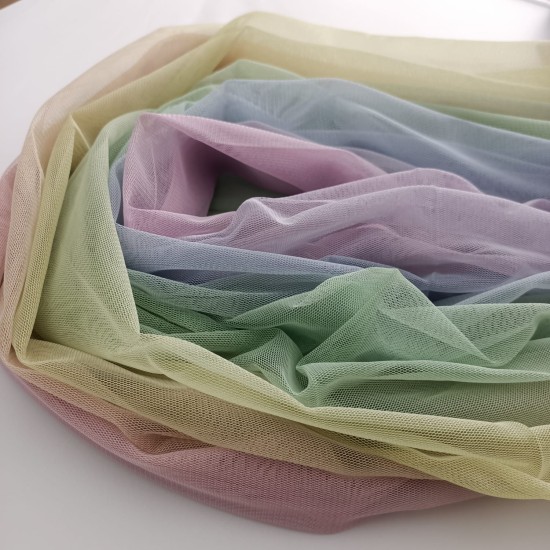 Gökkuşağı Tül Parça Kumaş %100 Polyester