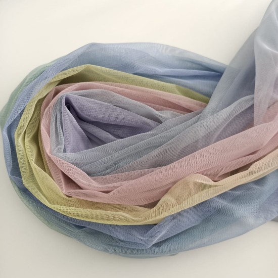 Gökkuşağı Tül 2. Parça Kumaş %100 Polyester