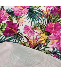 Tropikal Çiçek Desenli Süprem Parça Kumaş %95 Pamuk %5 Elastan