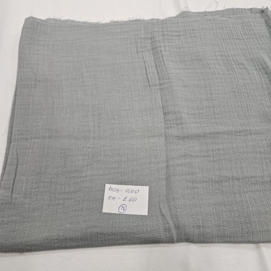 Krinkıl Parça Müslin | 2 Katlı Bürümcük Kumaş | Gri Parça 18