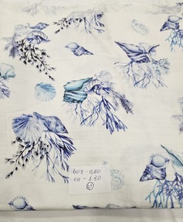 3 Katlı Basklı Parça Müslin Kumaş | Parça 21