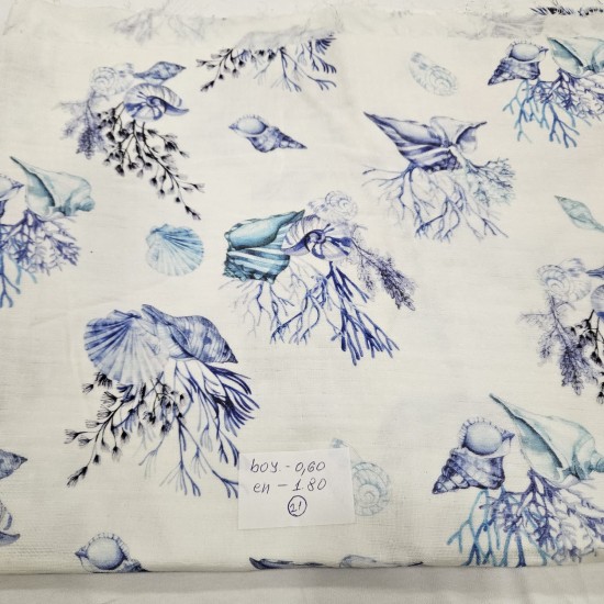 3 Katlı Basklı Parça Müslin Kumaş | Parça 21