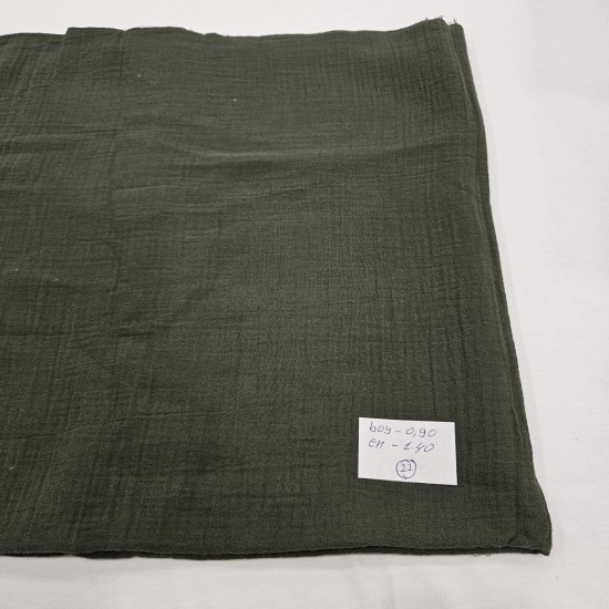 Krinkıl Parça Müslin | 2 Katlı Bürümcük Kumaş | Haki 22