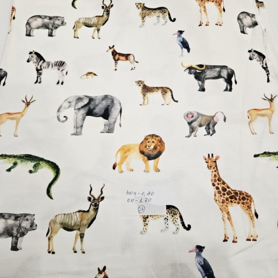 Baskılı %100 Pamuk İnterlok Parça Kumaş | Hayvanlar Parça 26