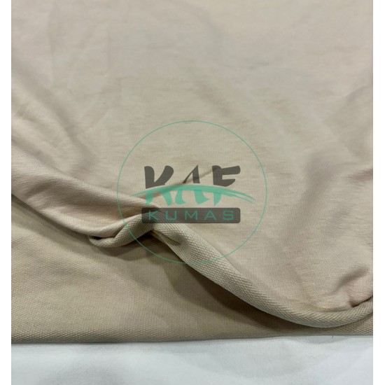 Penye 57% Pamuk 37% Polyester 6% Elastan İki İplik Kumaş | Açık Bej