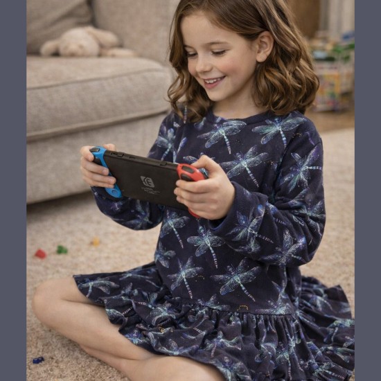 3 İplik Baskılı Kumaş | Mor Zemin Yusufçuk Desen