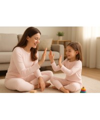 İplik Boyalı İnterlok Kumaş | Pembe Çizgili