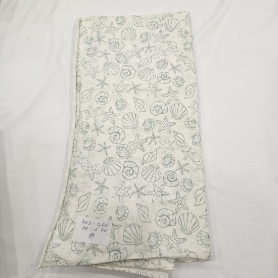 Baskılı Pamuk Penye Parça Süprem Kumaş | Deniz Kabuğu 55