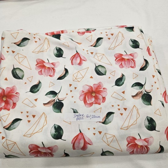 Poplin Parça Kumaş Çiçek 3 Mt