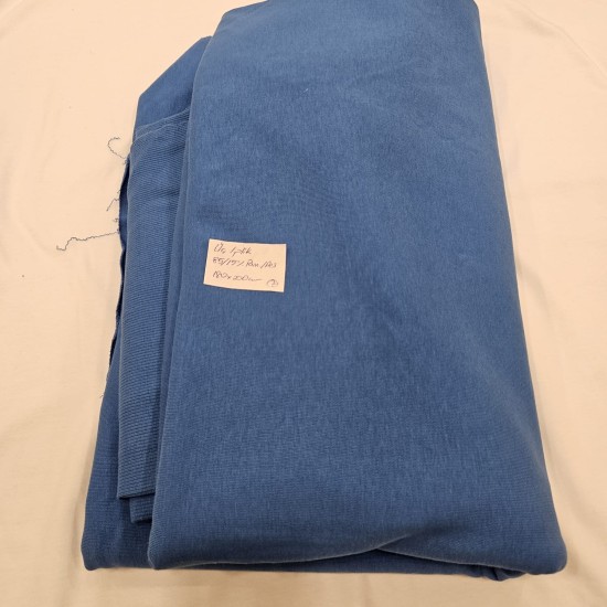 Mavi Penye Pamuklu Parça Üç İplik Kumaş | 2