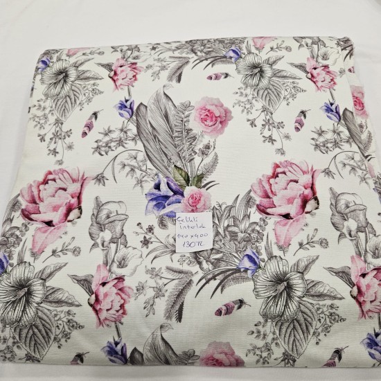 Baskılı Çelikli İnterlok Parça Kumaş | Çiçek 400x140 cm