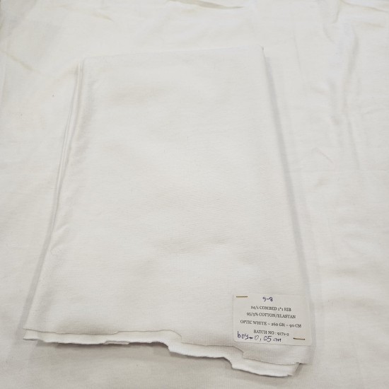 Penye Ribana Parça Kumaş | Beyaz | 9-8