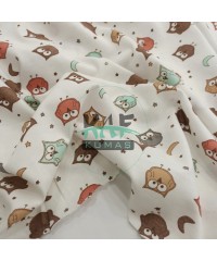 Baykuş Baskılı Süprem Kumaş