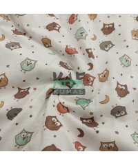 Baykuş Baskılı Süprem Kumaş