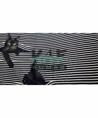 Siyah Beyaz Çizgili Kedi Desen Pano Kumaş Siyah Beyaz Çizgili Kedi Desen Pano Kumaş
