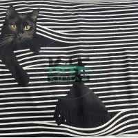 Siyah Beyaz Çizgili Kedi Desen Pano Kumaş