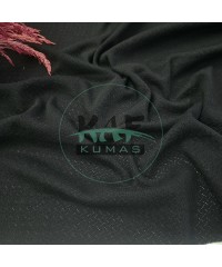 Delikli Pointelle 1 mt Ribana Kumaş | 100% Pamuk | Siyah Çapraz Çizgi