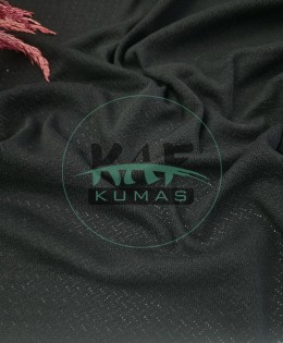 Delikli Pointelle 1 mt Ribana Kumaş | 100% Pamuk | Siyah Çapraz Çizgi