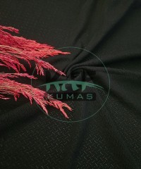 Delikli Pointelle 1 mt Ribana Kumaş | 100% Pamuk | Siyah Çapraz Çizgi