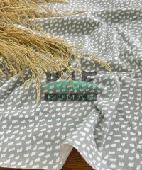 Baskılı Pamuk Penye Süprem Kumaş| Beyaz Noktalar