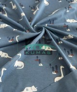 Baskılı %100 Pamuk İnterlok Kumaş | Dinozor