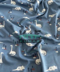 Baskılı %100 Pamuk İnterlok Kumaş | Dinozor