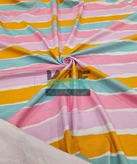 Dijital Baskılı Penye Süprem Kumaş | Hardal Çizgili