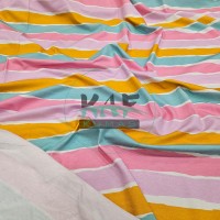 Dijital Baskılı Penye Süprem Kumaş | Hardal Çizgili