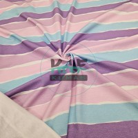 Dijital Baskılı Penye Süprem Kumaş | Mor Çizgili