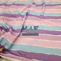 Dijital Baskılı Penye Süprem Kumaş | Mor Çizgili