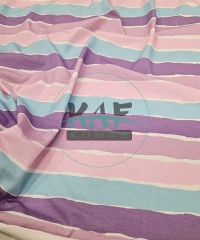 Dijital Baskılı Penye Süprem Kumaş | Mor Çizgili