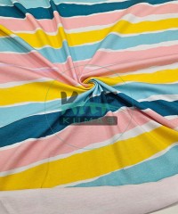 Dijital Baskılı Penye Süprem Kumaş | Navy Çizgili