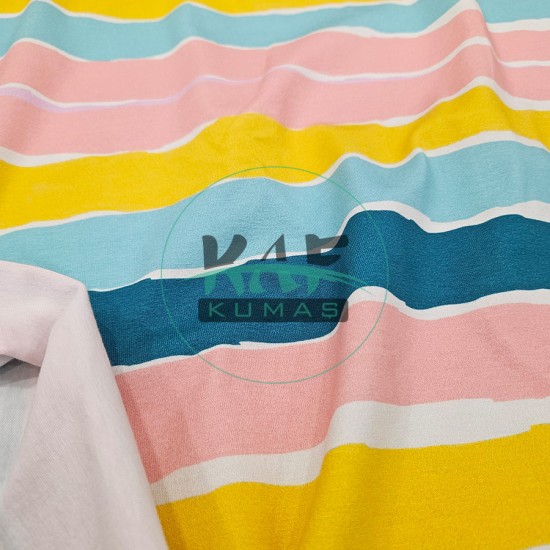 Dijital Baskılı Penye Süprem Kumaş | Navy Çizgili