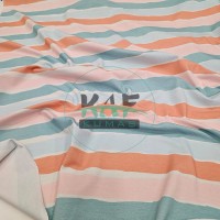 Dijital Baskılı Penye Süprem Kumaş | Pembe Çizgili