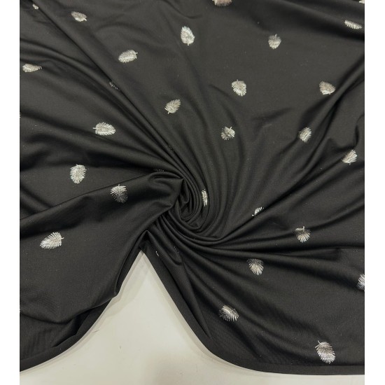 Baskılı Penye Polyester Süprem Kumaş | Yaprak Desenli | a-01