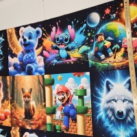 Dijital Baskılı Penye Süprem Pano Kumaş | Karışık Karakterli