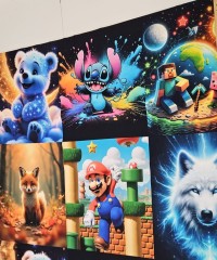 Dijital Baskılı Penye Süprem Pano Kumaş | Karışık Karakterli