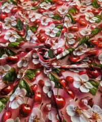 Dijital Baskılı Penye Süprem Kumaş | Kiraz